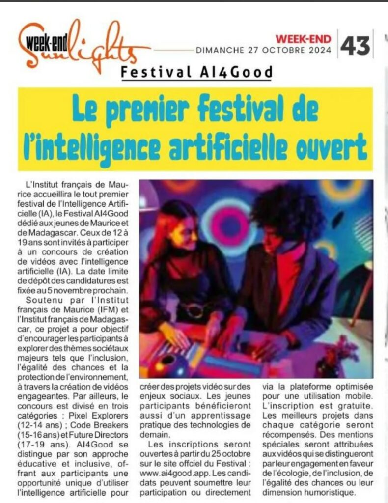 Week-end 2024.10.27 Festival Ai4Good Le premier festival de l'intelligence artificielle ouvert